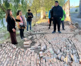 Sportivo Rivadavia inició la reconstrucción del muro afectado por el temporal