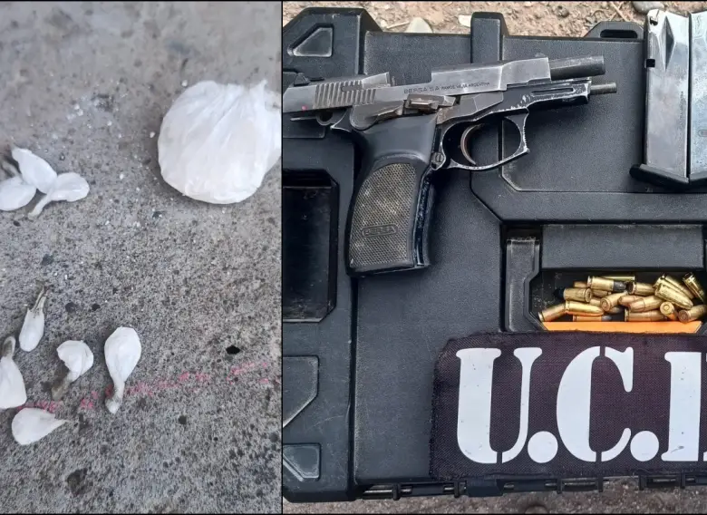 Un sospechoso fue detenido en Villa Juan XXIII con un arma 9 mm y cocaína