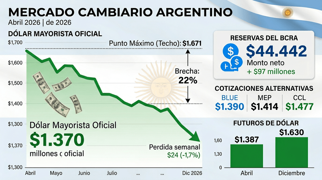 Dólar oficial en descenso: la mayor caída semanal en dos meses