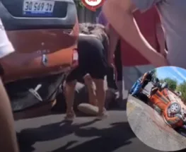 Un choque en Centenario y Mendoza dejó un auto volcado y una persona herida