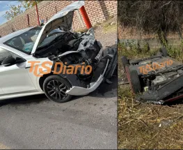 Un choque en Necochea y Oro dejó un auto volcado en un canal