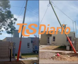 Vecinos de Chimbas denuncian que un poste dañado sigue sin reparación desde el viento Zonda