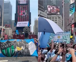 Hinchas de San Juan llevaron sus colores a Times Square en la previa de la final