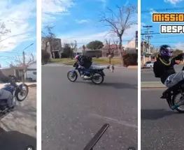 Se grabó haciendo una peligrosa acrobacia frente a un patrullero y generó indignación