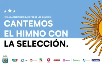 Las señales de aire y deportivas emitirán una versión del Himno interpretada por la Selección Argentina