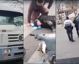 Choque entre un camión y una moto en Circunvalación dejó a un motociclista con heridas