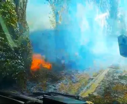 Por el zonda, se desató un incendio forestal en Pocito