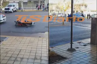 Colisión entre un auto y una moto alteró la circulación en una esquina céntrica